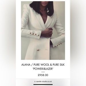 2 NWT Alana Black & Ivory Wool & Silk Gold Button Padded Shoulder Lined Blazers